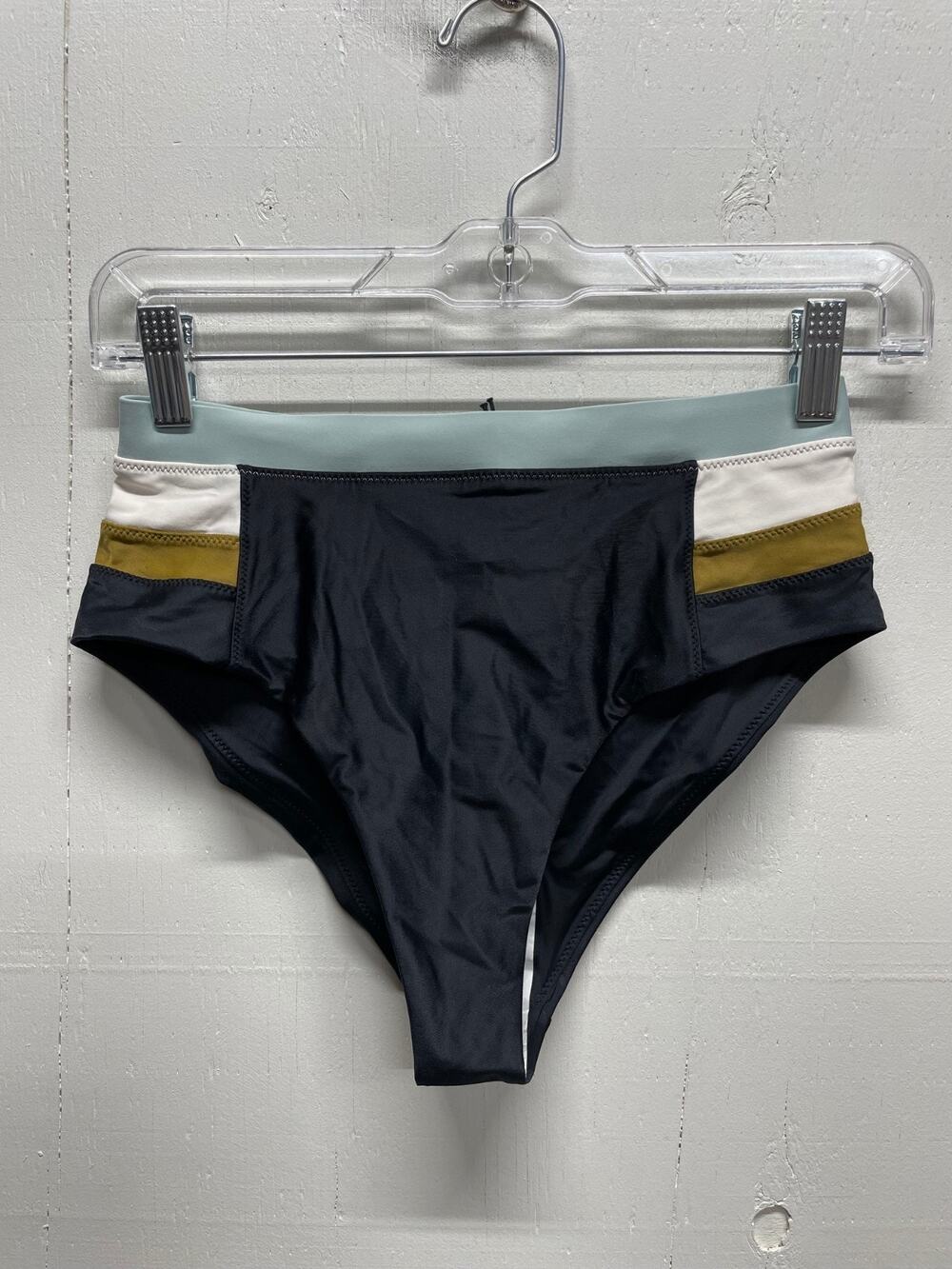 Prana Baja Bound High Rise Swim Bottom – Women’s Black Colorblock Size Small NWT